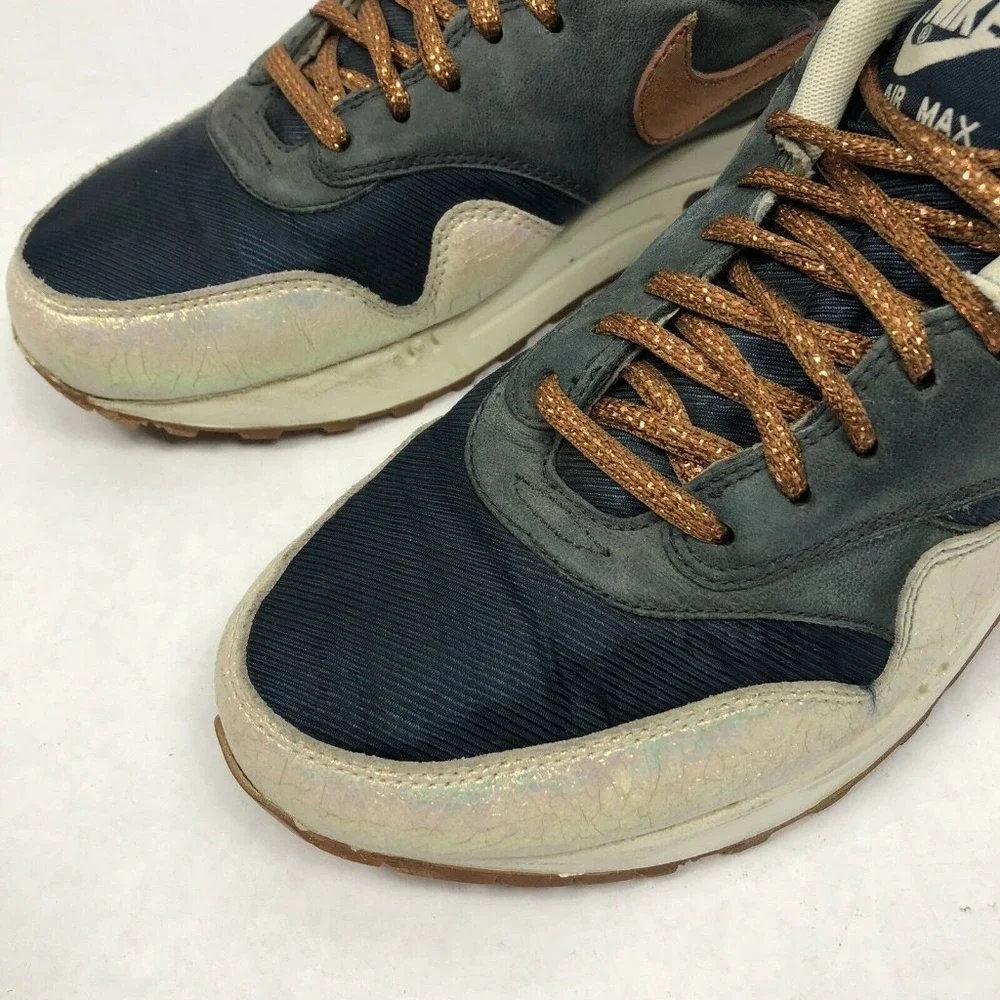 Nike Air Max 1‎ Sneakers Womens 9 Blue Grey Bronze Iridescent Low Top